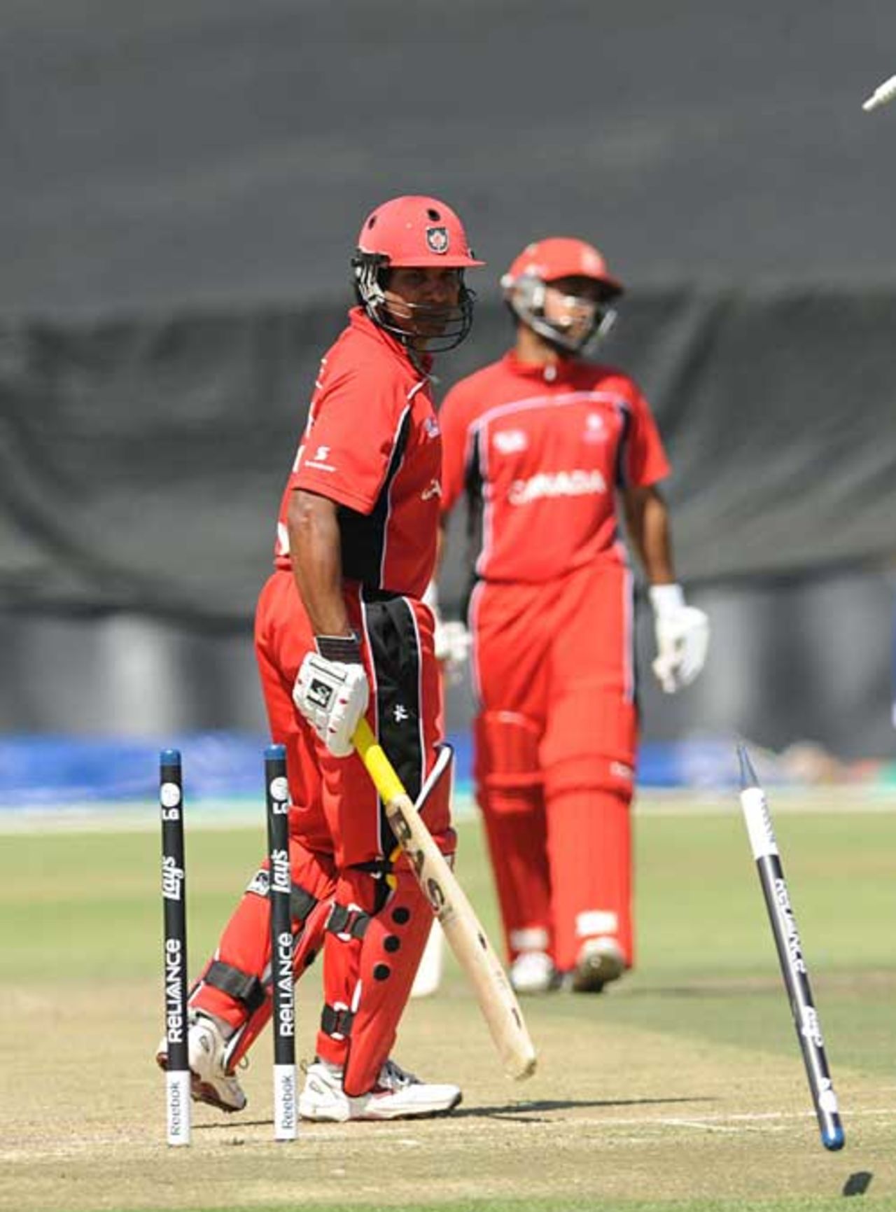 Sunil Dhaniram watches his stumps fly as he is bowled for 41, Canada v Scotland, ICC World Cup Qualifiers, Benoni, April 8, 2009