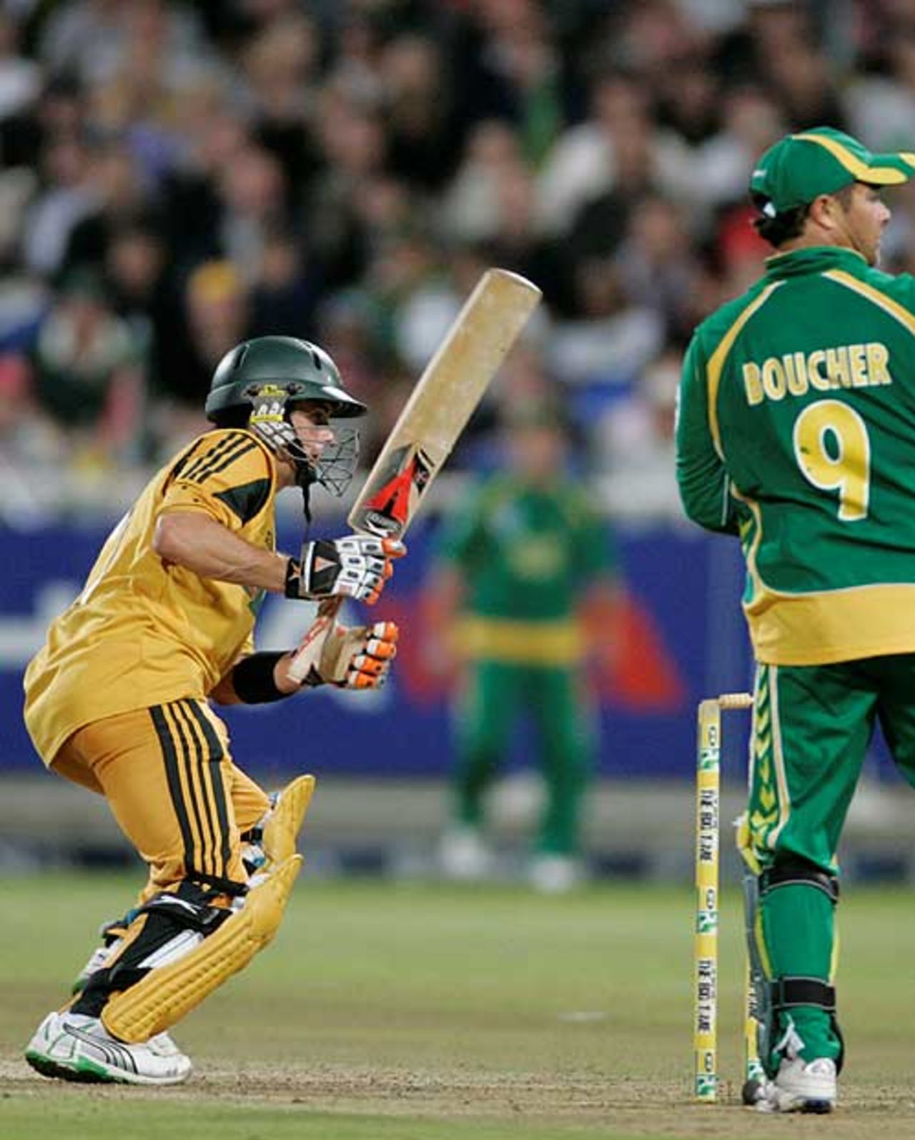 Callum Ferguson pokes the ball away, South Africa v Australia, 3rd ODI, Newlands, Cape Town, April 9, 2009