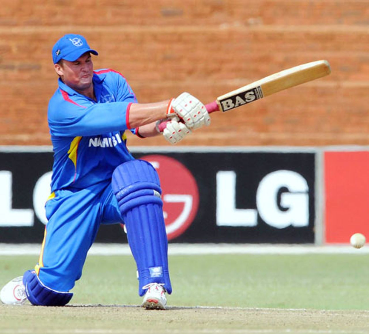 Namibia's Jan-Berrie Burger swipes to midwicket, Kenya v Namibia, ICC World Cup Qualifiers, Super Eights, Johannesburg, April 15, 2009