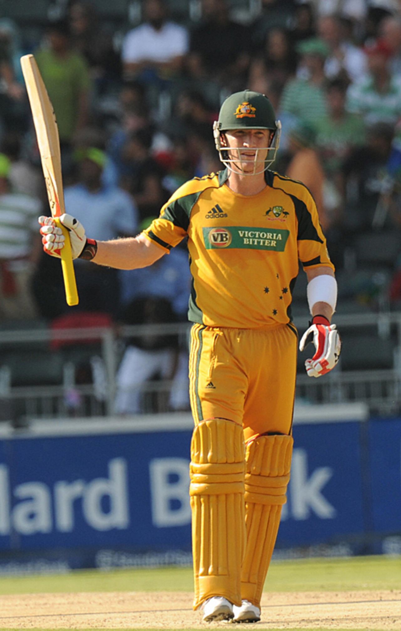 Brad Haddin raises his bat on getting to fifty, South Africa v Australia, 5th ODI, Johannesburg, April 17, 2009