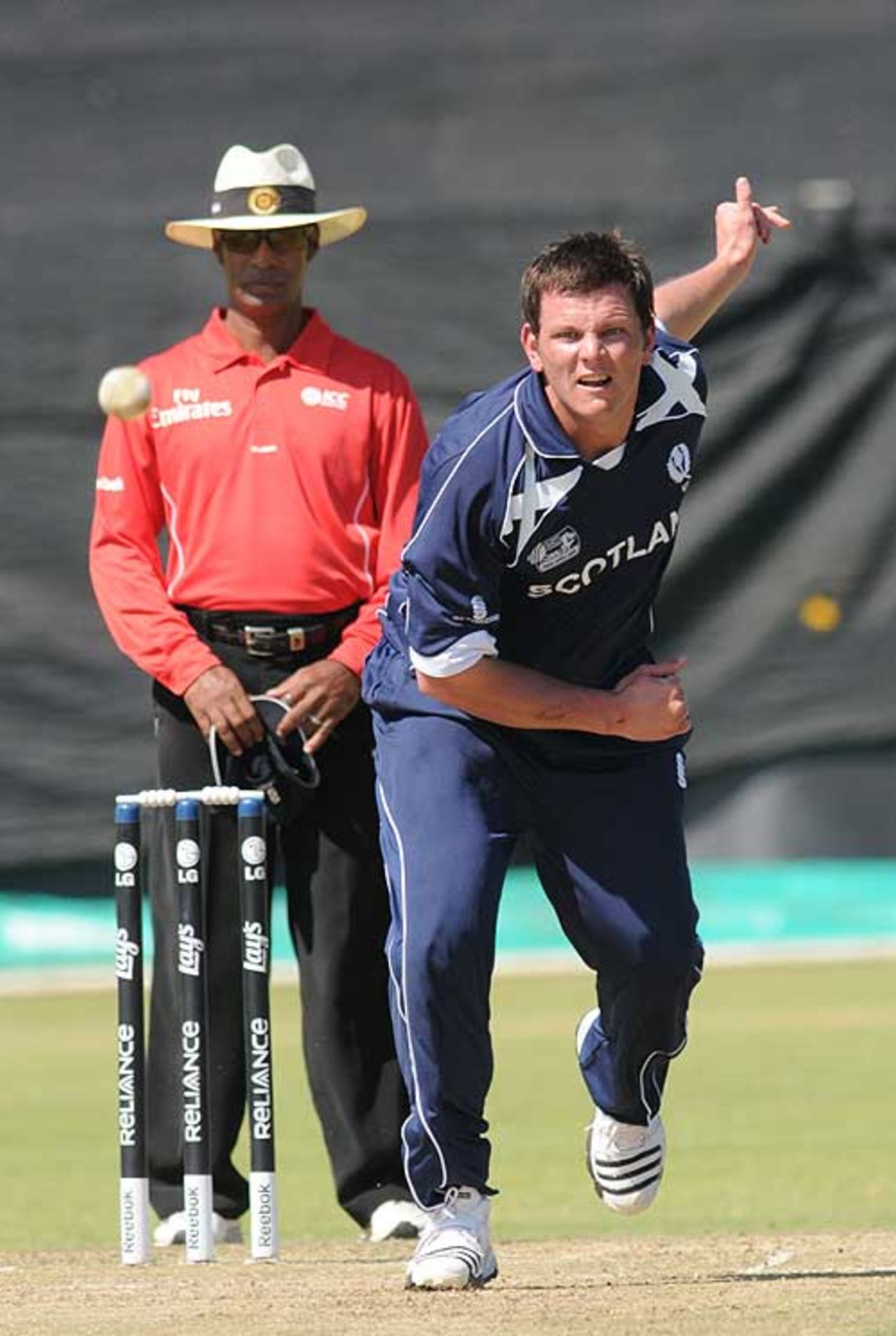 Gordon Drummond bowls against Afghanistan, Afghanistan v Scotland, 5th place play-off, Benoni, April 19, 2009