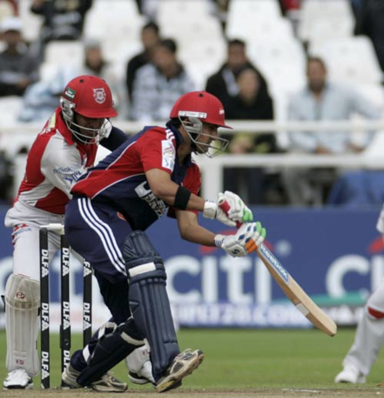Gautam Gambhir pokes the ball to the off side, Delhi Daredevils v Kings XI Punjab, IPL, 3rd game, Cape Town, April 19, 2009