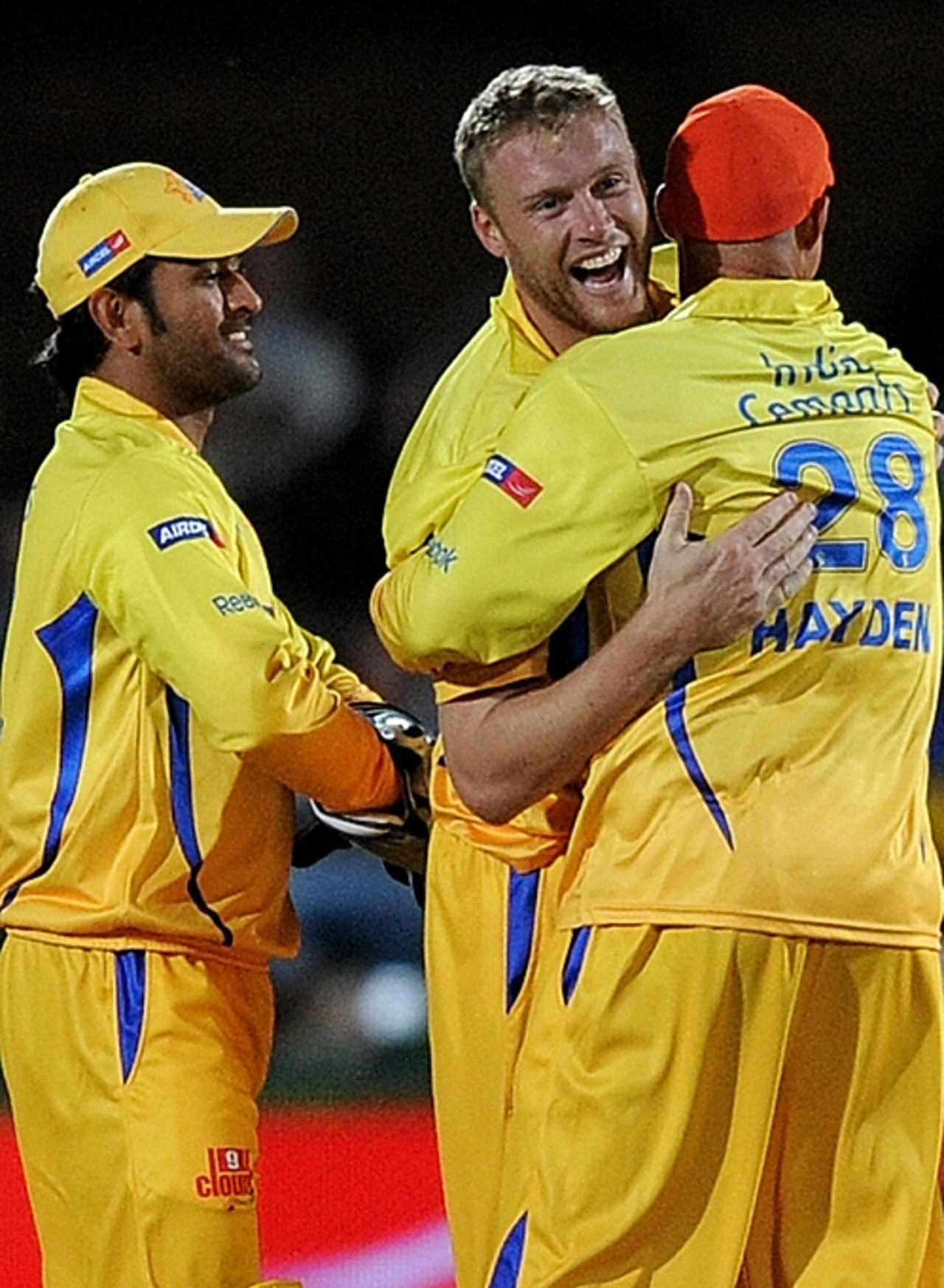 Andrew Flintoff gets the congratulations after removing Ross Taylor, Bangalore Royal Challengers v Chennai Super Kings, IPL, 5th game, Port Elizabeth, April 20, 2009