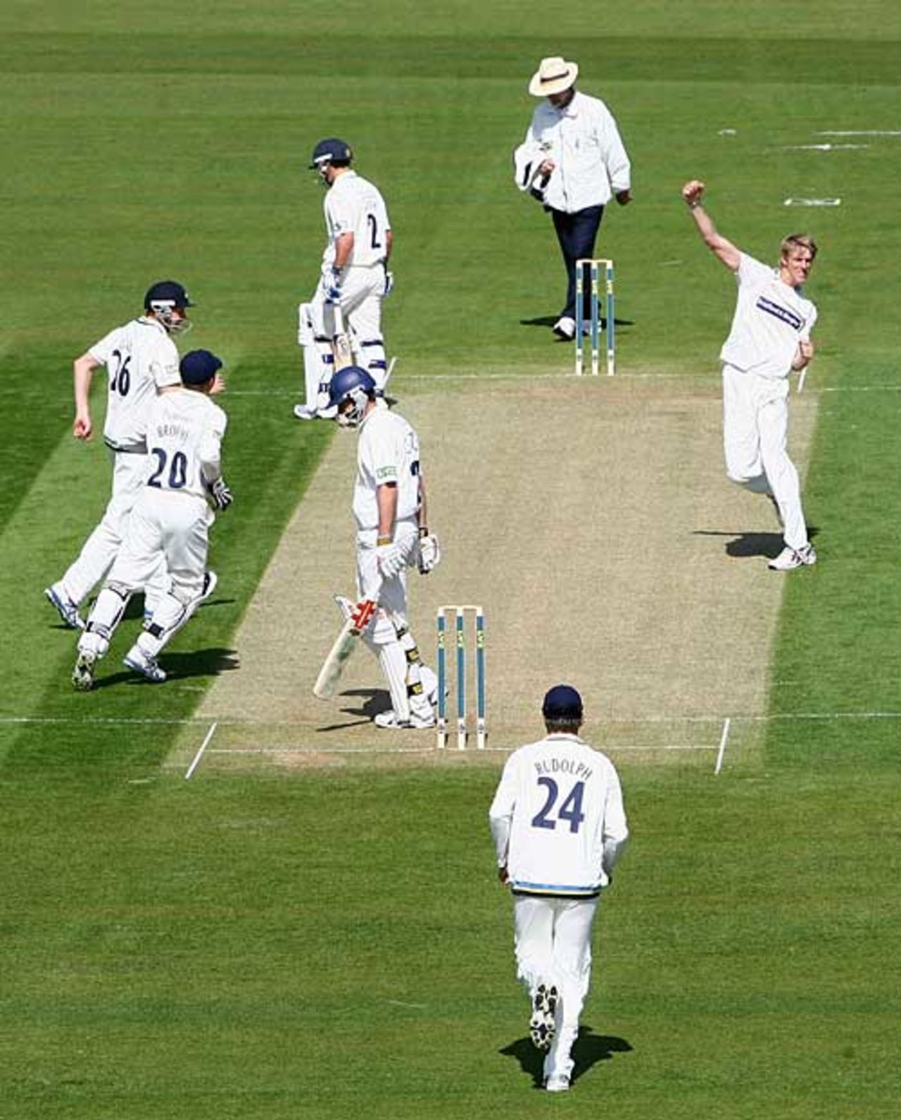 Steven Patterson sends Gordon Muchall on his way, Durham v Yorkshire, County Championship Division One, Chester-le-Street, April 22, 2009
