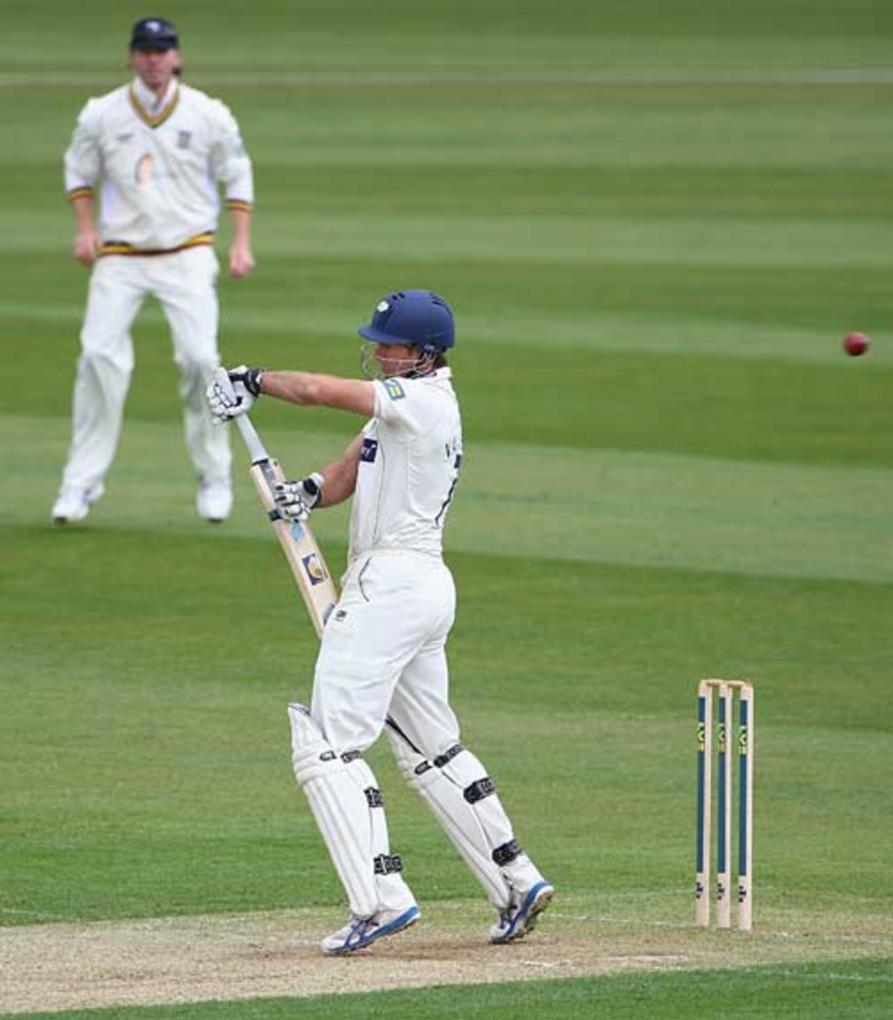 Michael Vaughan tries to evade a ball from Steve Harmison and is given out, Durham v Yorkshire, County Championship Division One, Chester-le-Street, April 23, 2009