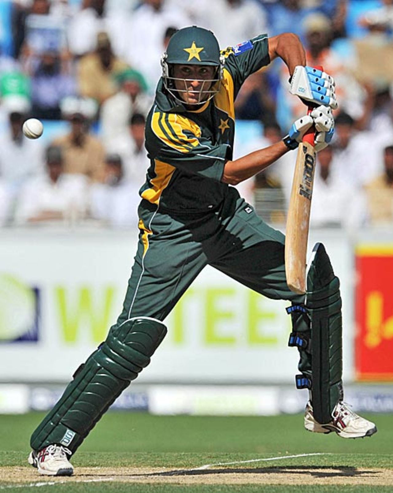 Younis Khan angles one away to the off side, Pakistan v Australia, 2nd ODI, Dubai, April 24, 2009