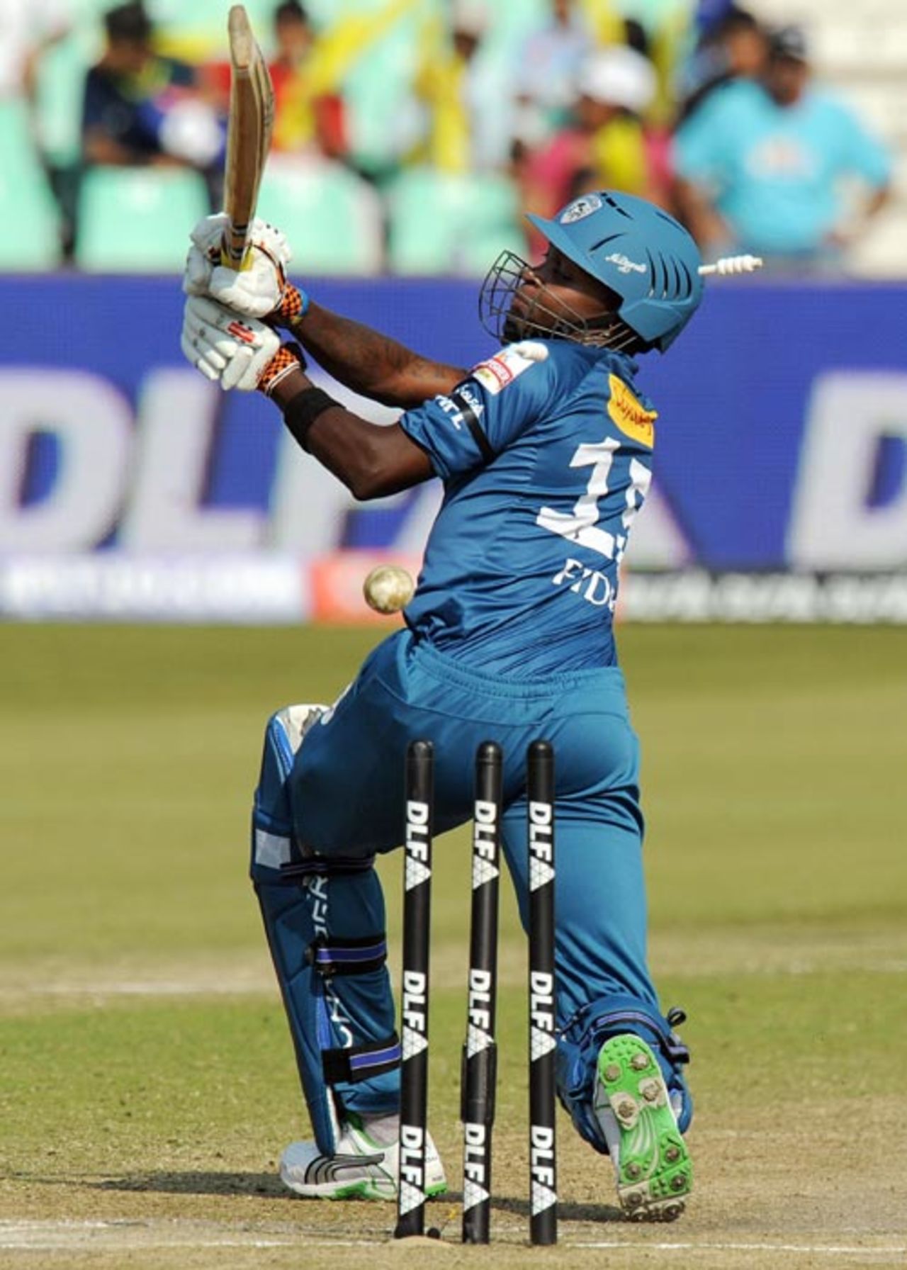 Fidel Edwards is bowled for 1, Deccan Chargers v Mumbai Indians, IPL, 12th Match, Durban, April 25, 2009