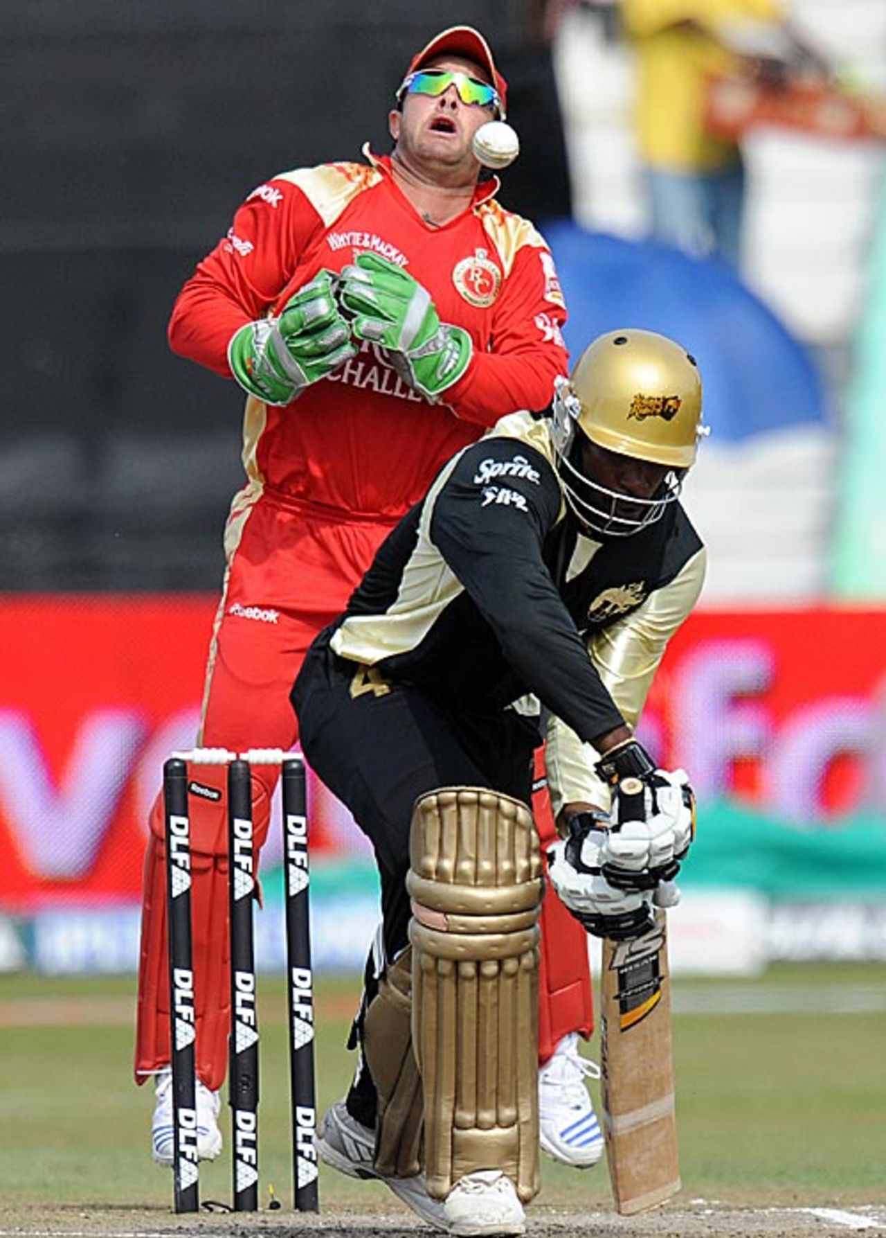 Chris Gayle is beaten by spin, Royal Challengers Bangalore v Kolkata Knight Riders, IPL, 19th match, Durban, April 29, 2009
