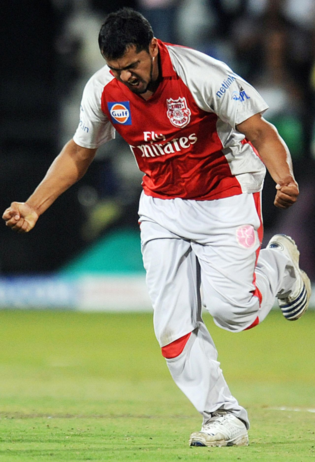 Yusuf Abdulla is delighted after removing Anil Kumble, Royal Challengers Bangalore v Kings XI Punjab, 24th match, IPL, May 1, 2009