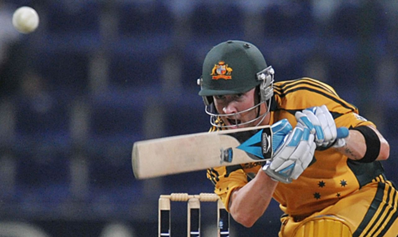 Michael Clarke plays it watchfully on the off side, Pakistan v Australia, 4th ODI, Abu Dhabi, May 1, 2009