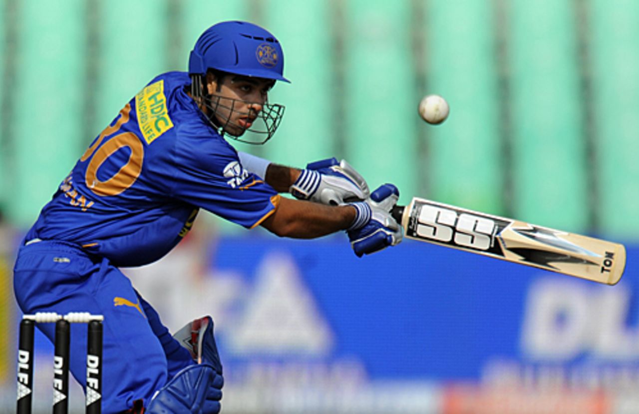 Naman Ojha guides it through the vacant slip cordon, Kings XI Punjab v Rajasthan Royals, 30th match, IPL, Durban, May 5, 2009