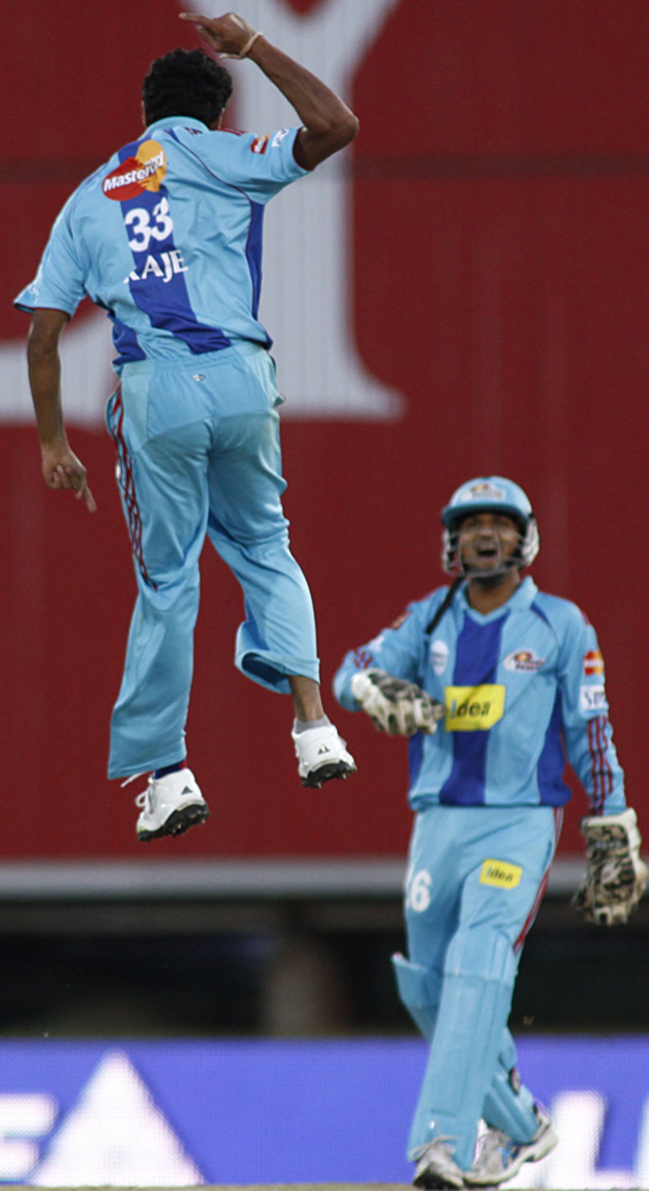 Rohan Raje jumps for joy after removing Adam Gilchrist, Deccan Chargers v Mumbai Indians, IPL, 32nd match, Centurion, May 6, 2009