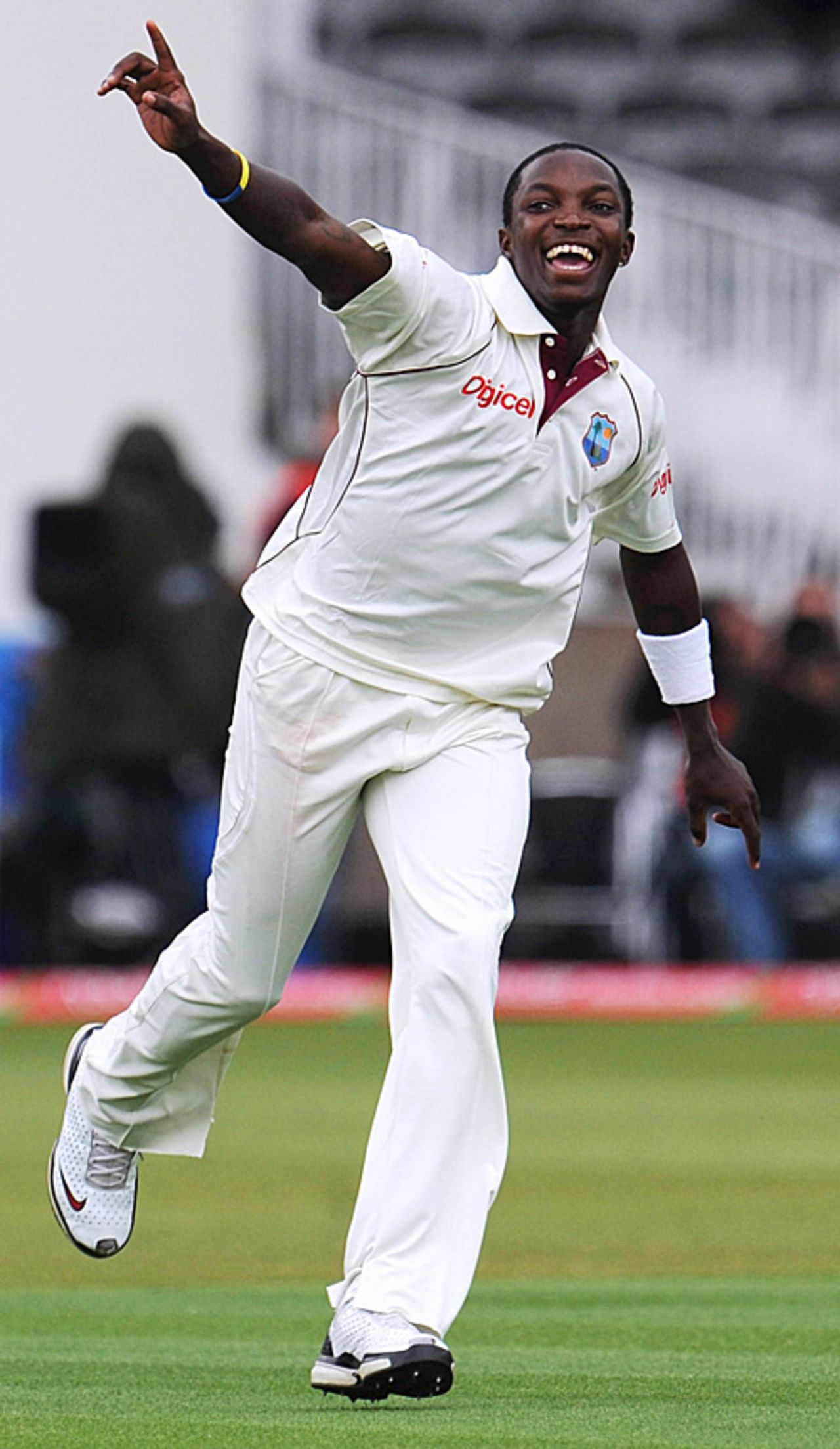 Fidel Edwards celebrates his fifth wicket in typical style, that of Graham Onions, England v West Indies, 1st Test, Lord's, May 7, 2009