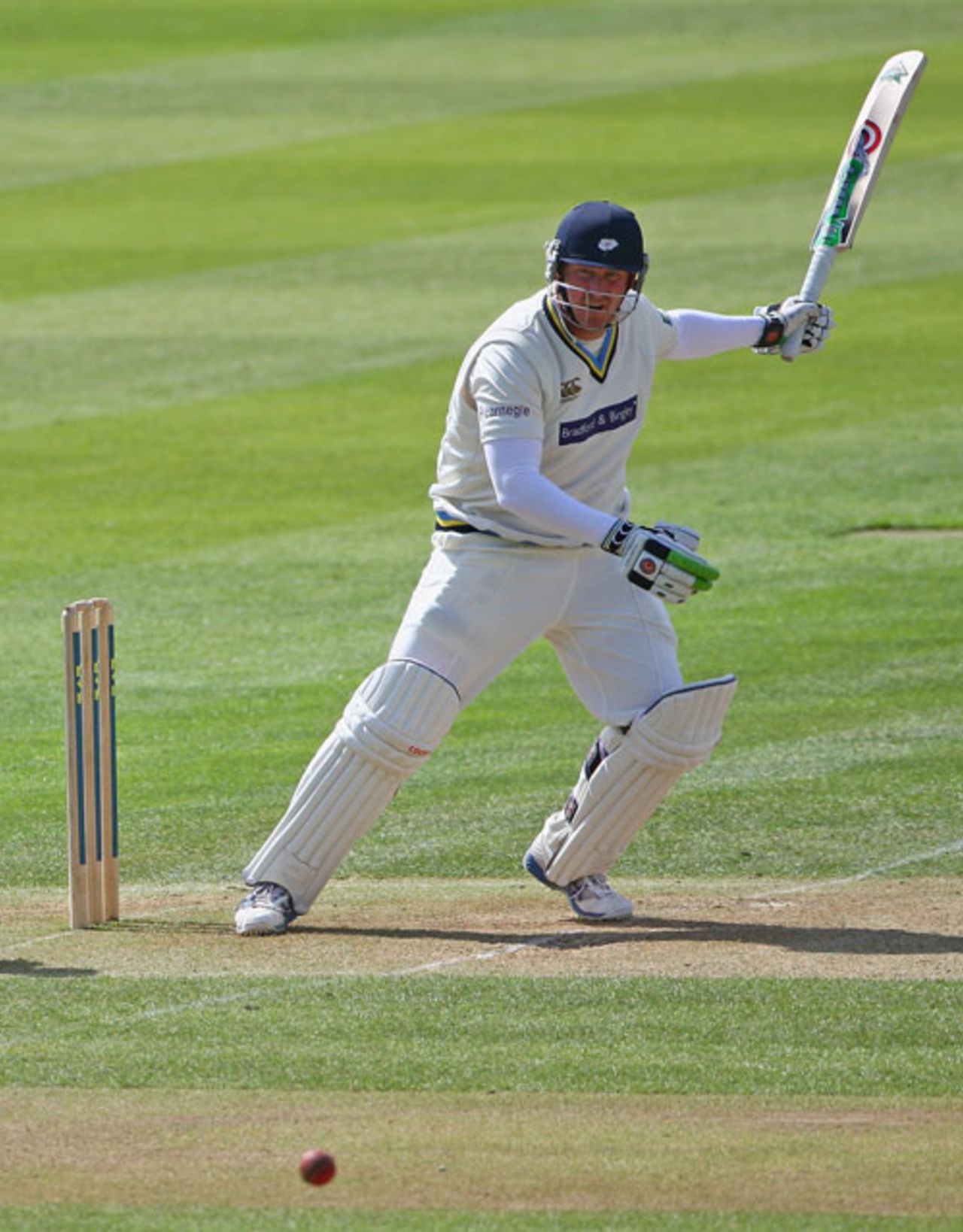Anthony McGrath on his way to a double hundred with a one-handed drive, Warwickshire v Yorkshire, County Championship Division One, Edgbaston, May 7, 2009