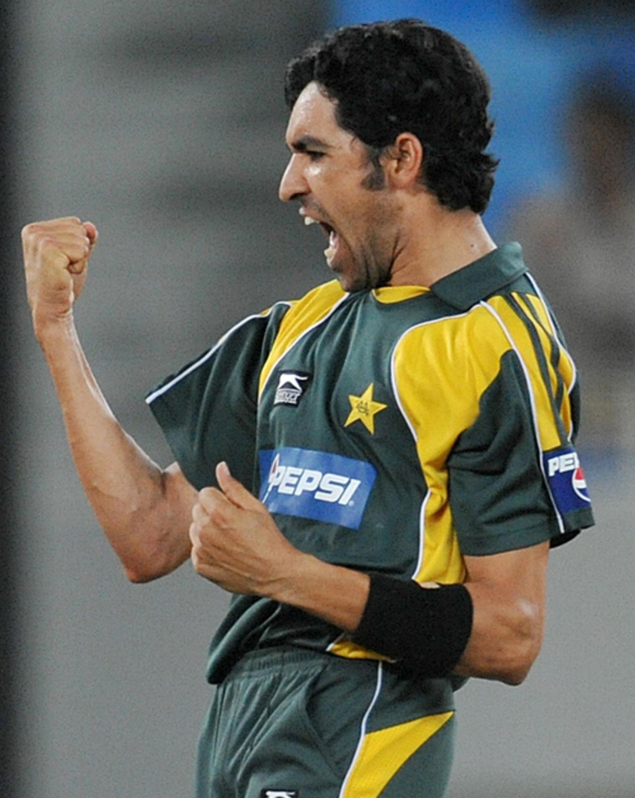 Umar Gul is ecstatic after picking up another wicket, Pakistan v Australia, only Twenty20 international, Dubai, May 7, 2009