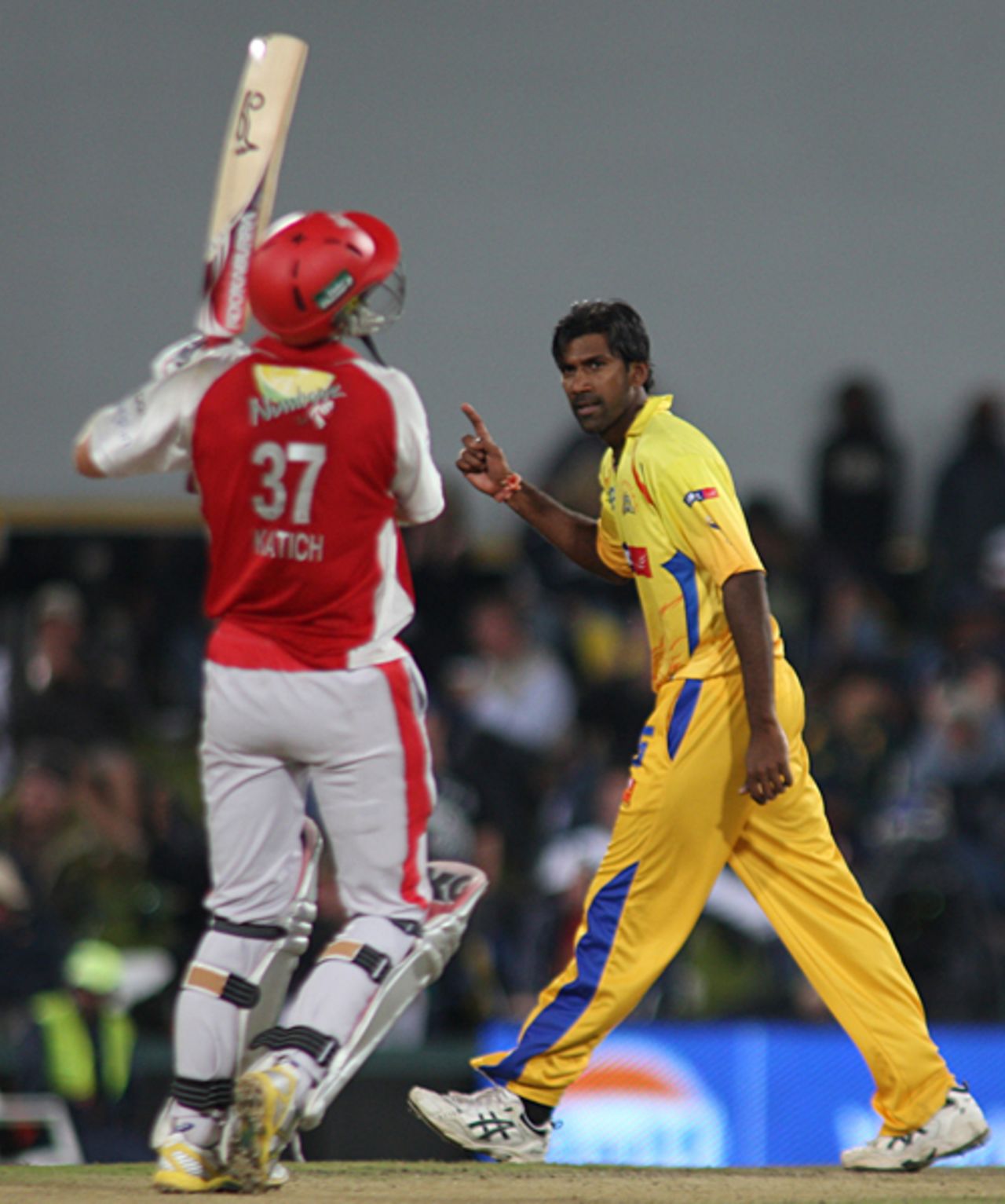 L Balaji sends back Simon Katich, Chennai Super Kings v Kings XI Punjab, IPL, 34th match, Centurion, May 7, 2009