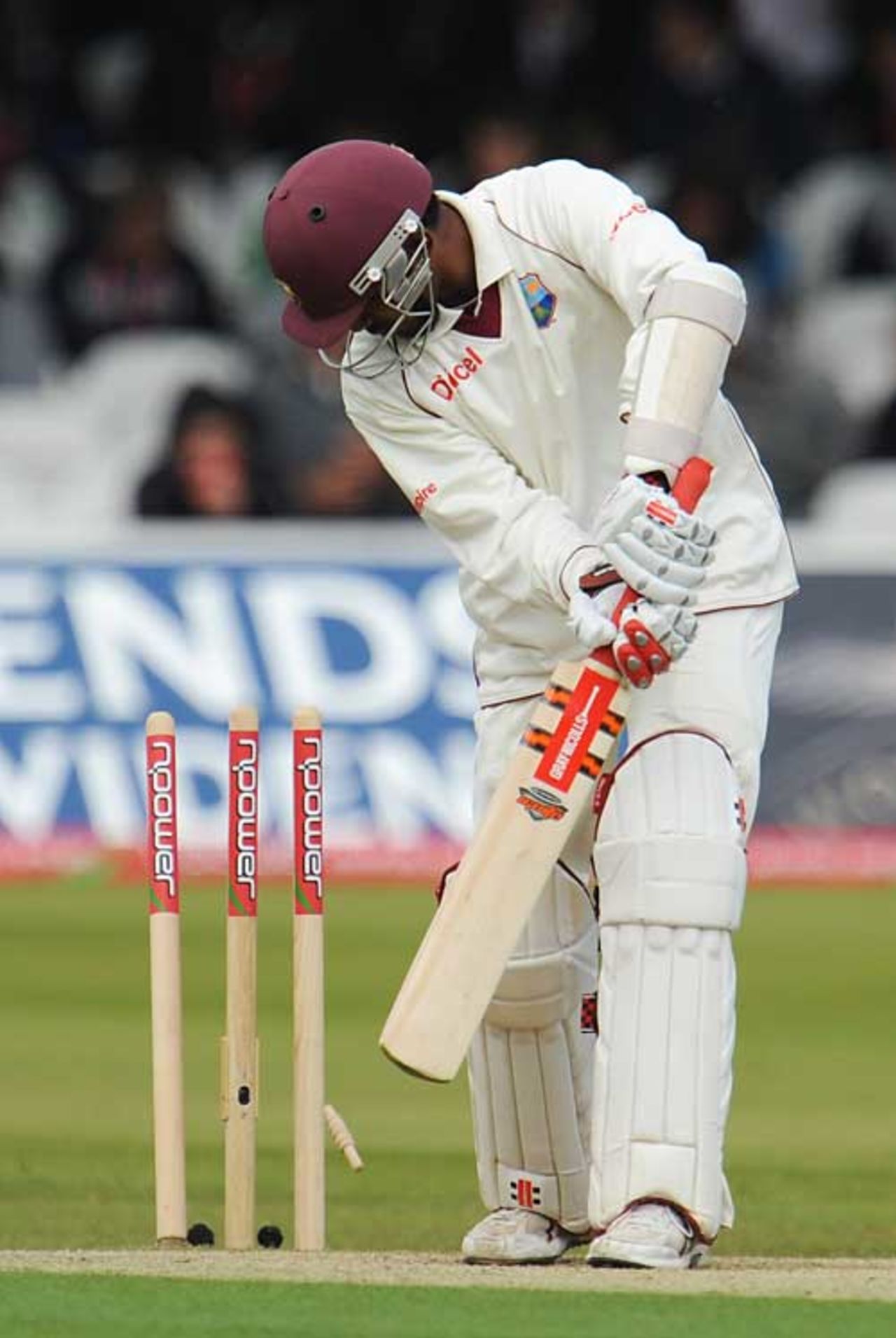 Denesh Ramdin is bowled after an impressive 66, England v West Indies, 1st Test, Lord's, May 8, 2009