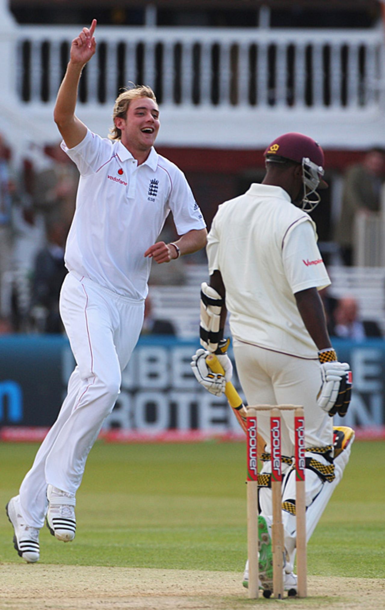 Stuart Broad celebrates the wicket of Fidel Edwards, England v West Indies, 1st Test, Lord's, May 8, 2009