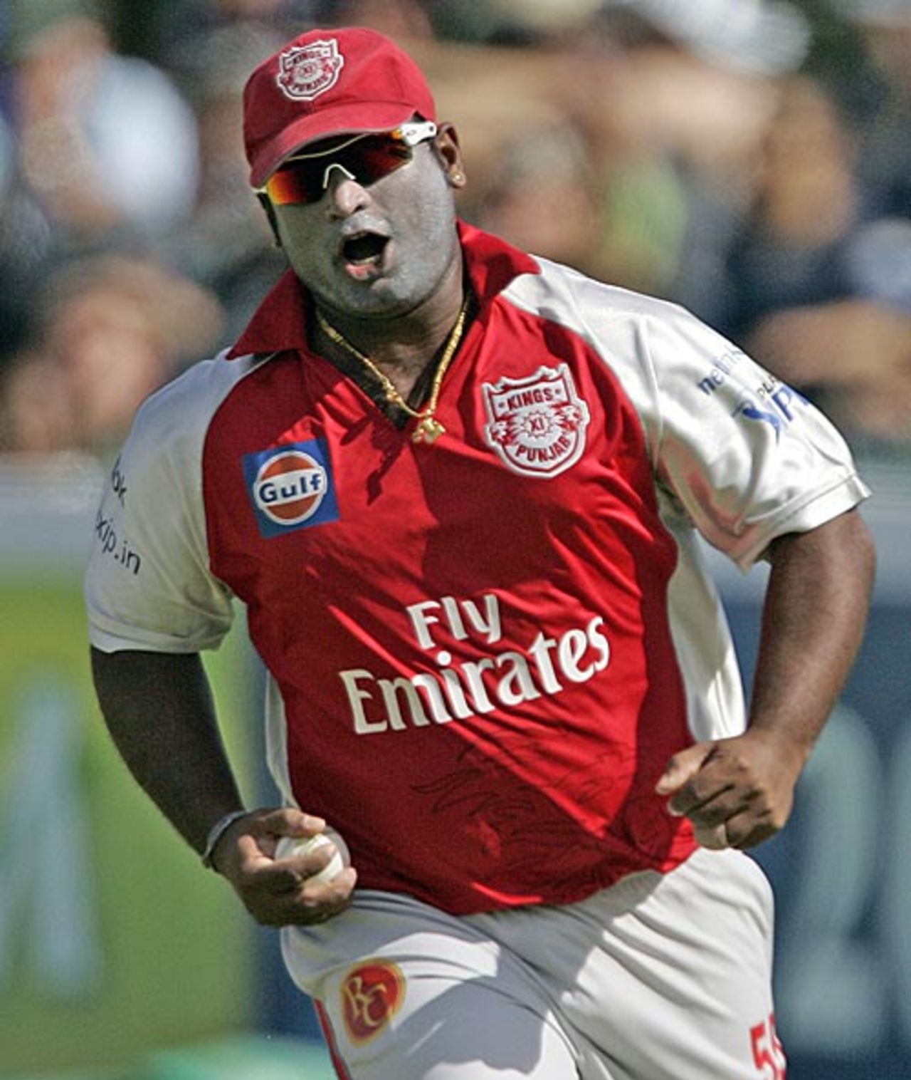 Ramesh Powar wears a happy look after catching Adam Gilchrist in the deep, Deccan Chargers v Kings XI Punjab, IPL, Kimberley, May 9, 2009