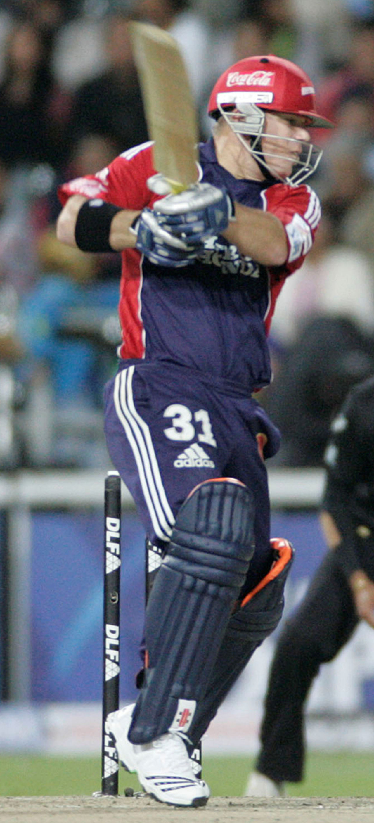 David Warner smashes one past point, Delhi Daredevils v Kolkata Knight Riders, IPL, 39th match, Johannesburg, May 10, 2009