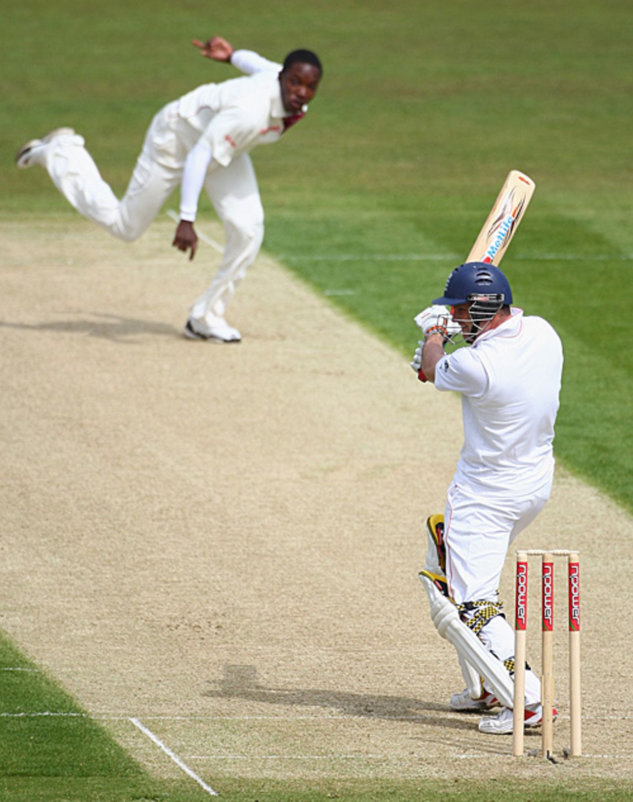Andrew Strauss cracks one square on the first morning at Chester-le-Street, England v West Indies, 2nd Test, Chester-le-Street, May 14, 2009