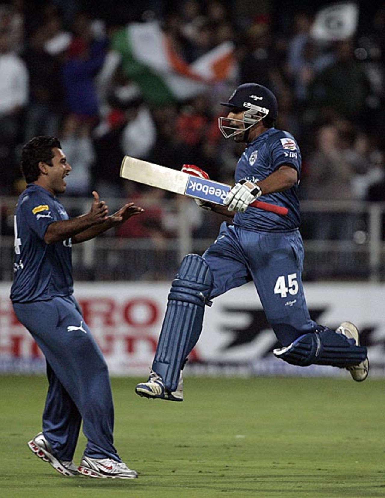Rohit Sharma celebrates a thrilling win, Deccan Chargers v Kolkata Knight Riders, IPL, Johannesburg, May 16, 2009 