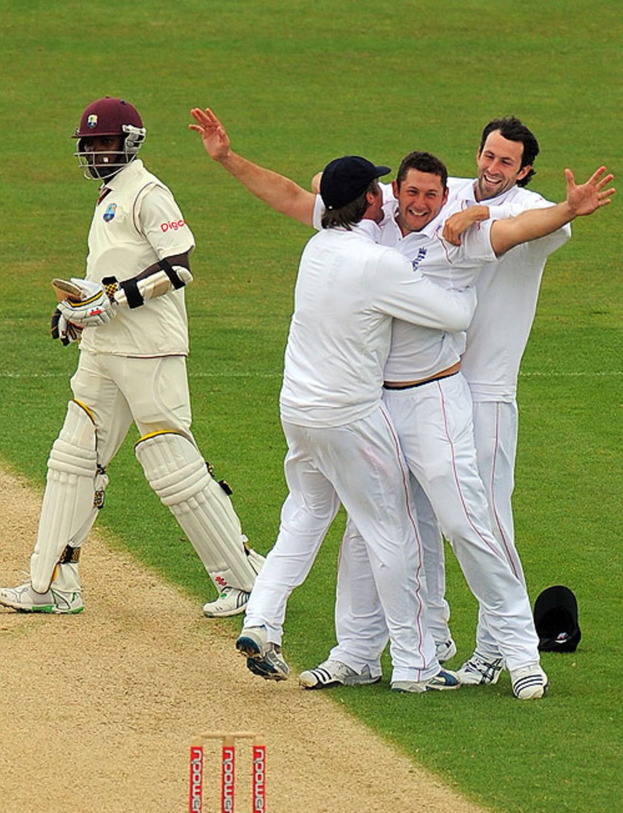 Fidel Edwards troops off after falling to Tim Bresnan, England v West Indies, 2nd Test, Chester-le-Street, 5th day, May 18, 2009