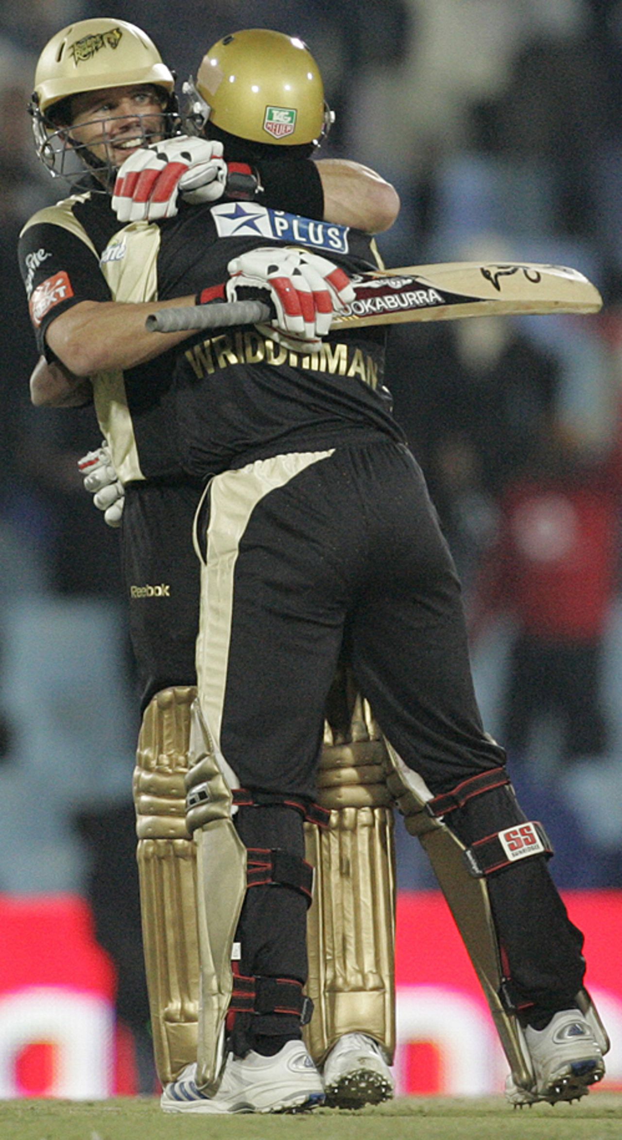 Brad Hodge celebrates the win with Wriddhiman Saha, Chennai Super Kings v Kolkata Knight Riders, IPL, 51st match, Centurion, May 18, 2009