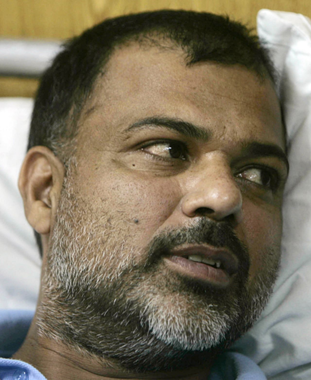 Ijaz Ahmed speaks to reporters at a local hospital in Lahore, May 19, 2008