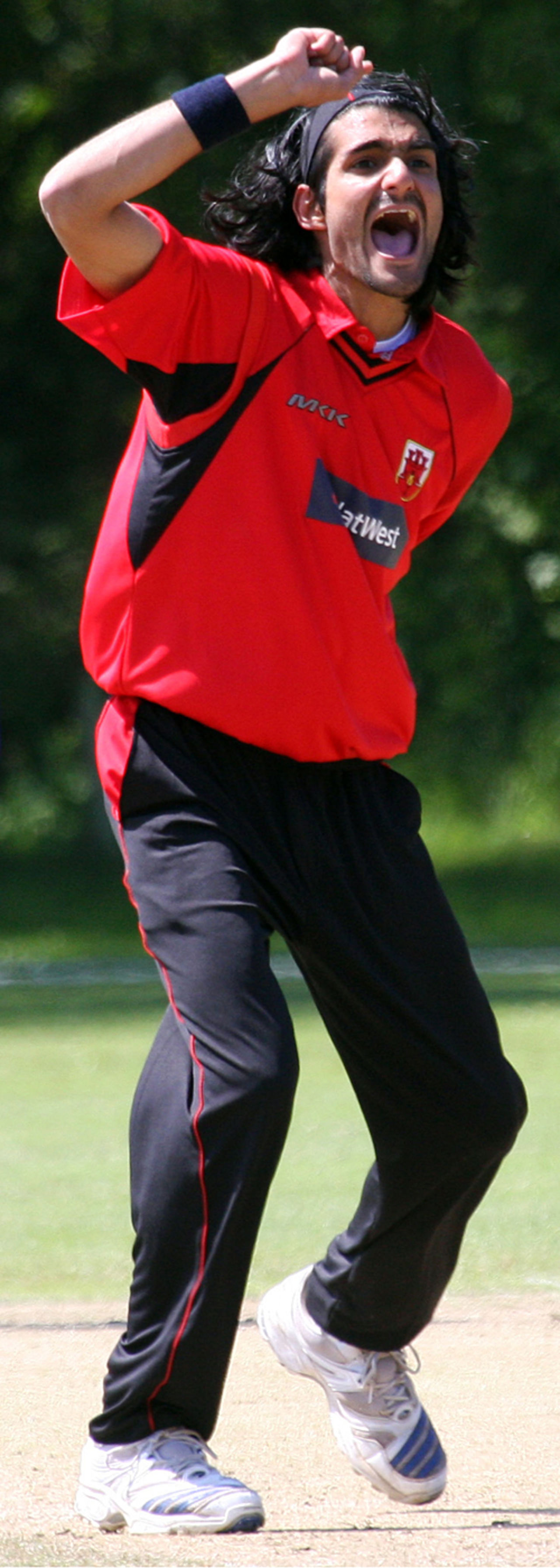 Kabir Mirpuri picks up a wicket, Bahrain v Gibraltar, ICC World Cricket League Division 7, Castel, May 19, 2009