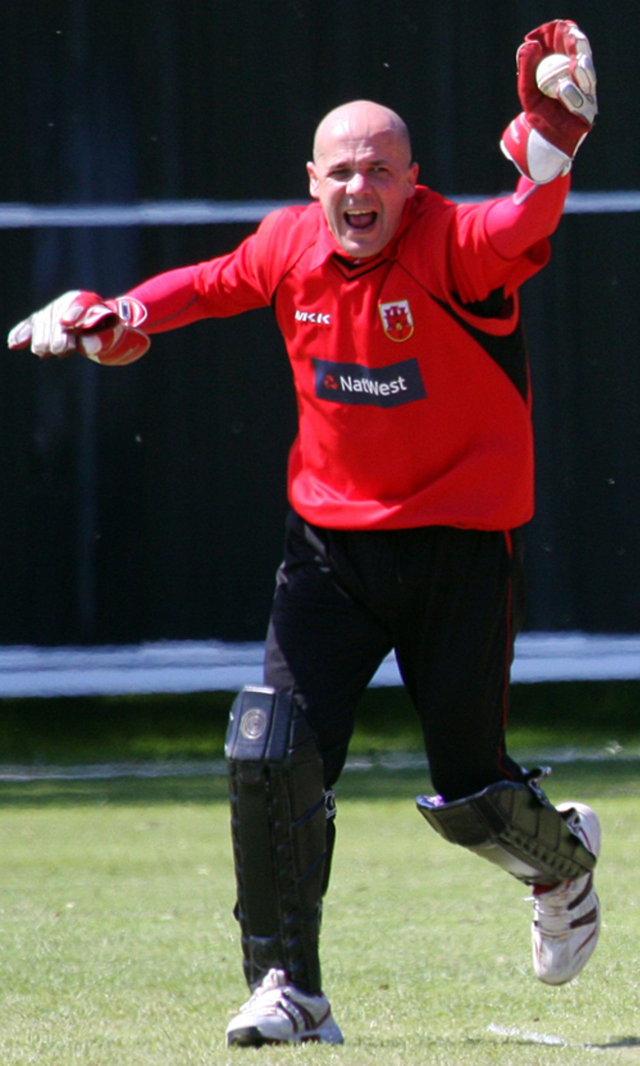 Richard Buzaglo is ecstatic after grabbing onto a catch from Imran Sajjad, Bahrain v Gibraltar, ICC World Cricket League Division 7, Castel, May 19, 2009