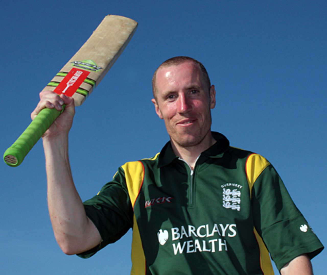 Jeremy Frith celebrates his hundred, Guernsey v Nigeria, ICC World Cricket League Division 7, St Peter Port, May 21, 2009
