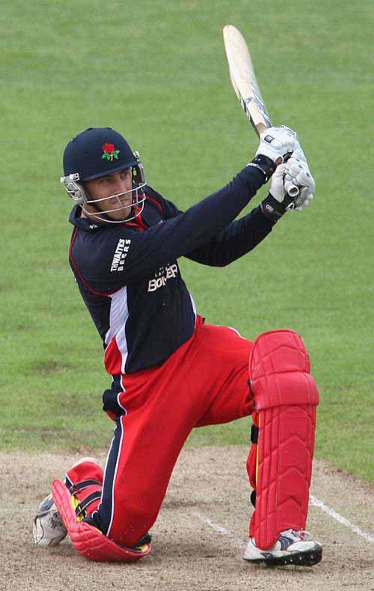 Francois du Plessis clubs another boundary during his unbeaten 113, Lancashire v Essex, Friends Provident Trophy quarter-final, Old Trafford, May 23, 2009
