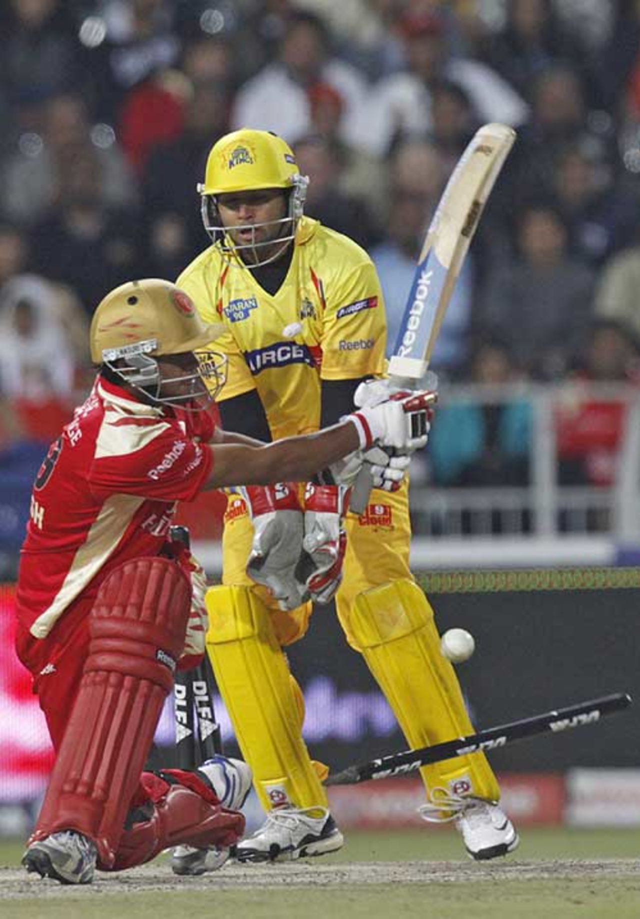 Manish Pandey is bowled for a crucial 48, Bangalore Royal Challengers v Chennai Super Kings, IPL, second semi-final, Johannesburg, May 23, 2009