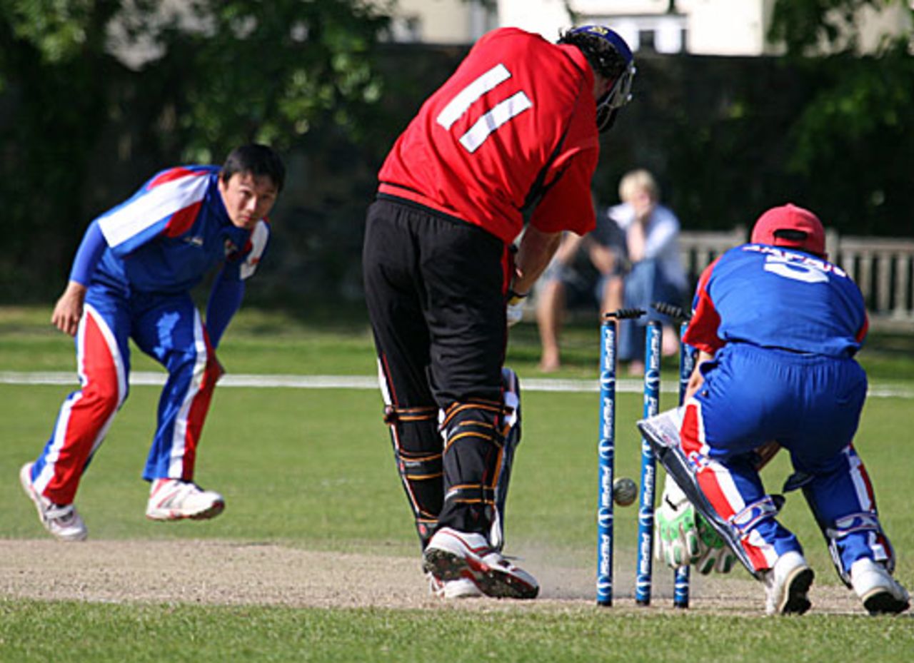 Takuro Hagihara took three wickets to guide Japan to victory, Gibraltar v Japan, ICC World Cricket League Division 7, St Peter Port, May 23, 2009