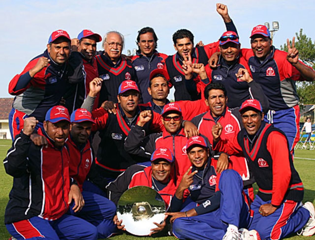 Bahrain celebrate their World Cricket League Division Seven title, Guernsey v Bahrain, ICC World Cricket League Division Seven, final, Castel, May 24, 2009 