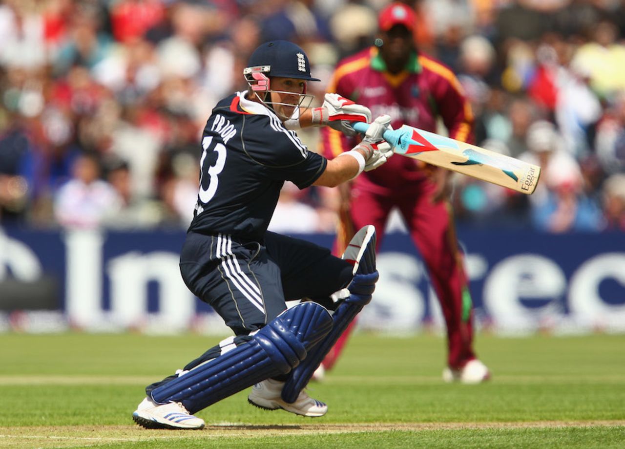 Matt Prior cuts past point, England v West Indies, 3rd ODI, Edgbaston, May 26, 2009