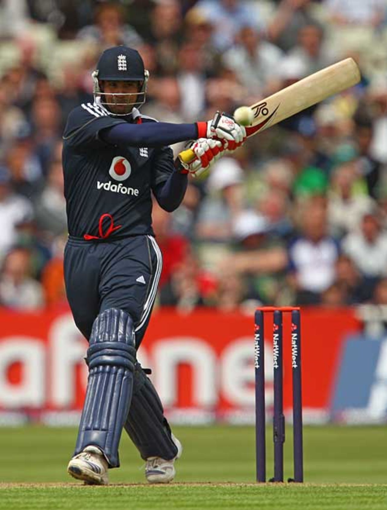 Owais Shah swings hard through the leg side during his 75 off 65 balls, England v West Indies, 3rd ODI, Edgbaston, May 26, 2009
