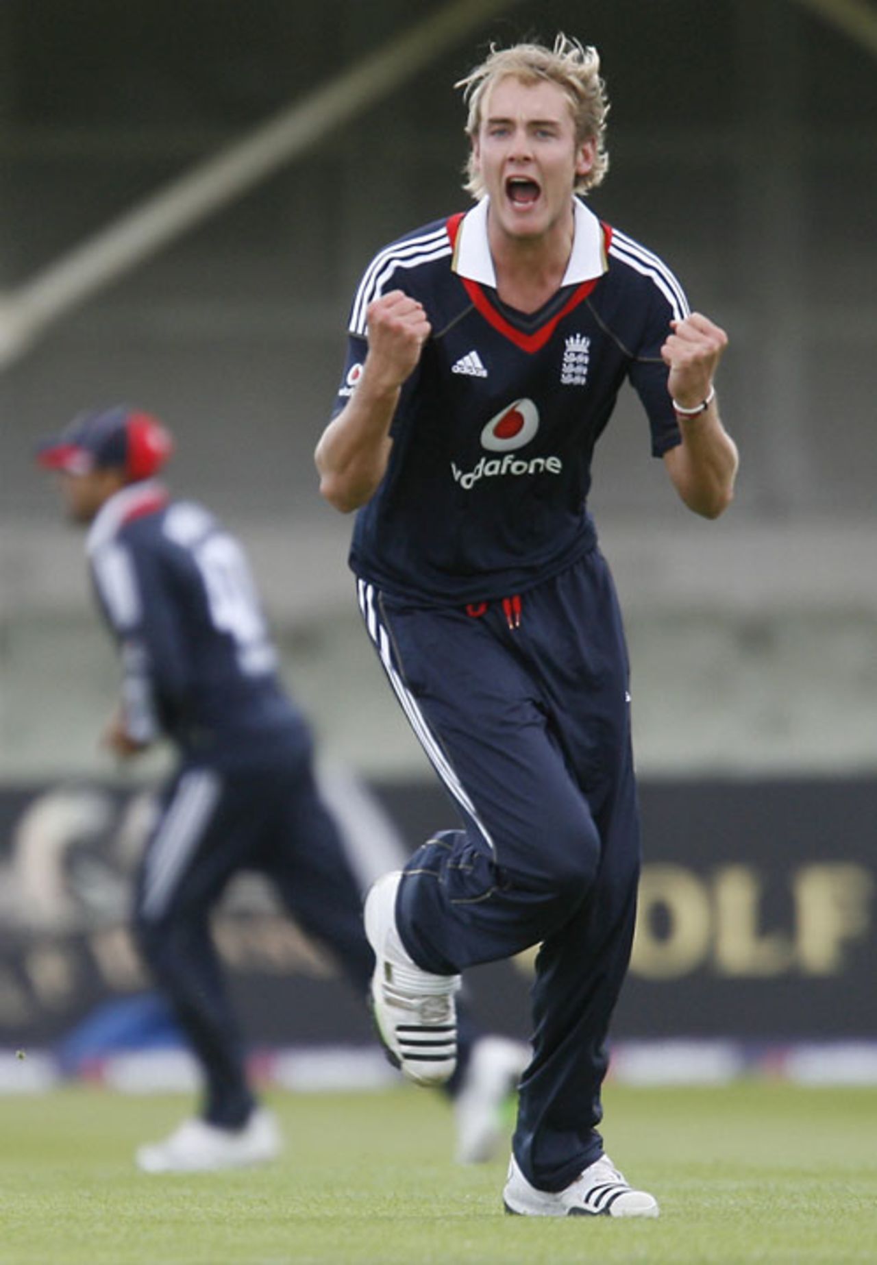 Stuart Broad celebrates the dismissal of Chris Gayle, England v West Indies, 3rd ODI, Edgbaston, May 26, 2009
