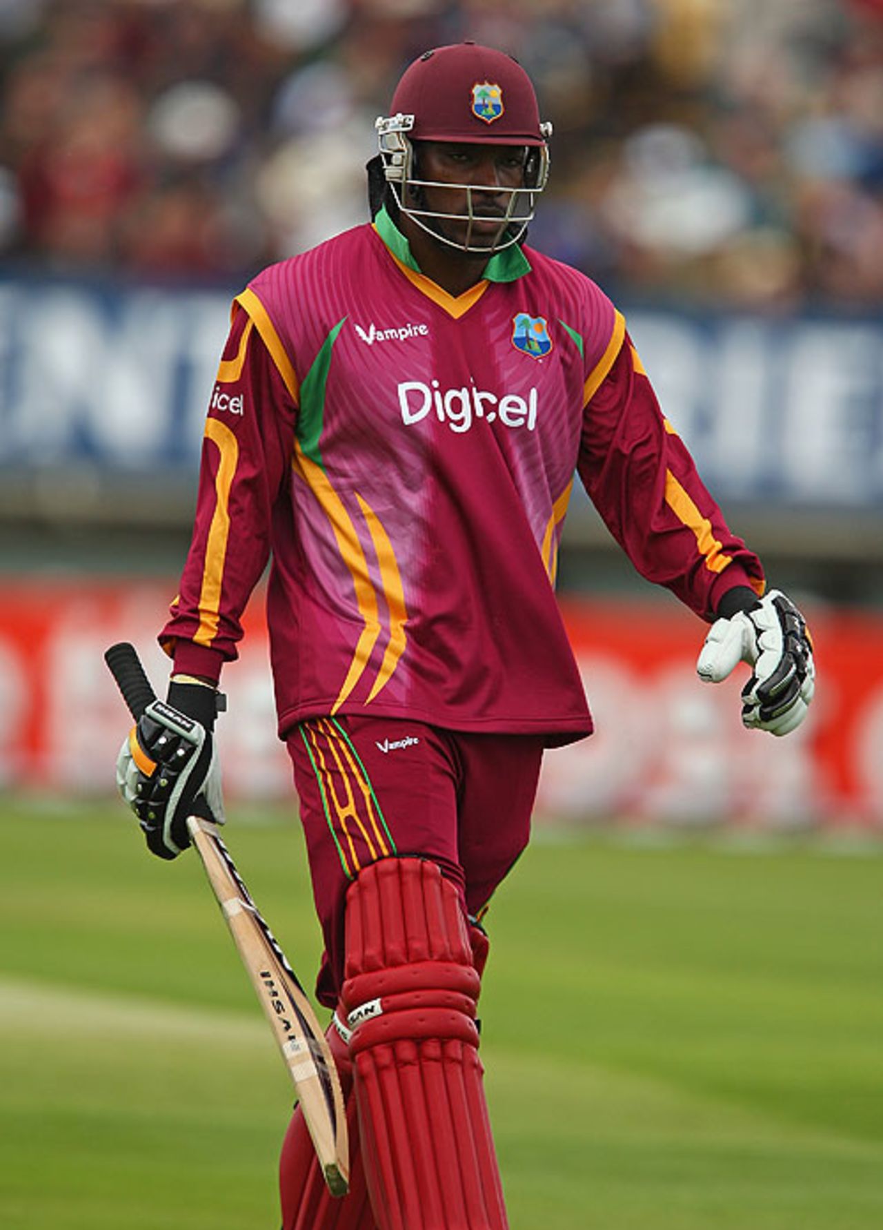 Chris Gayle stalks back to the dressing room after his early dismissal, England v West Indies, 3rd ODI, Edgbaston, May 26, 2009