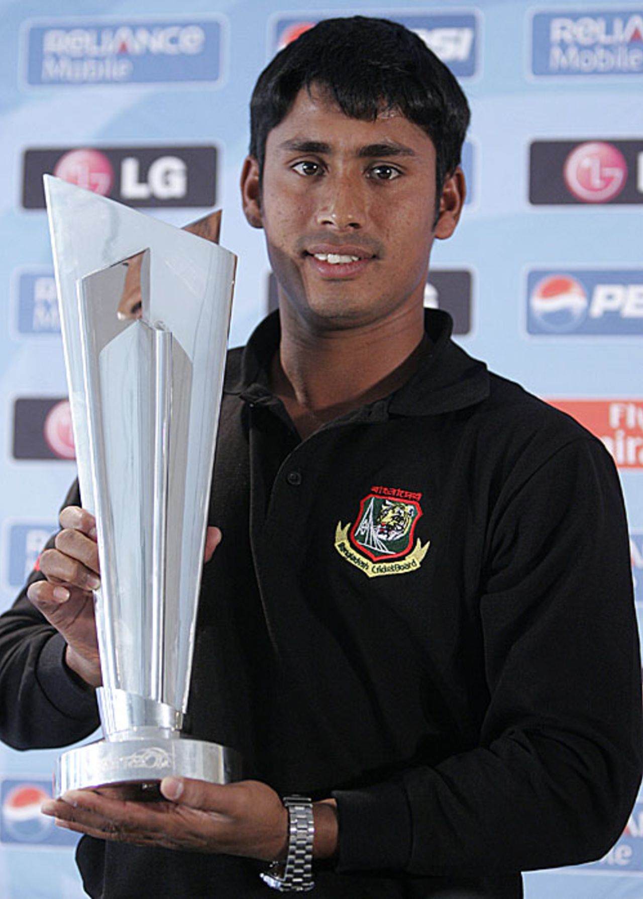 Mohammad Ashraful poses with the World Twenty20 trophy, Lord's, May 31, 2009