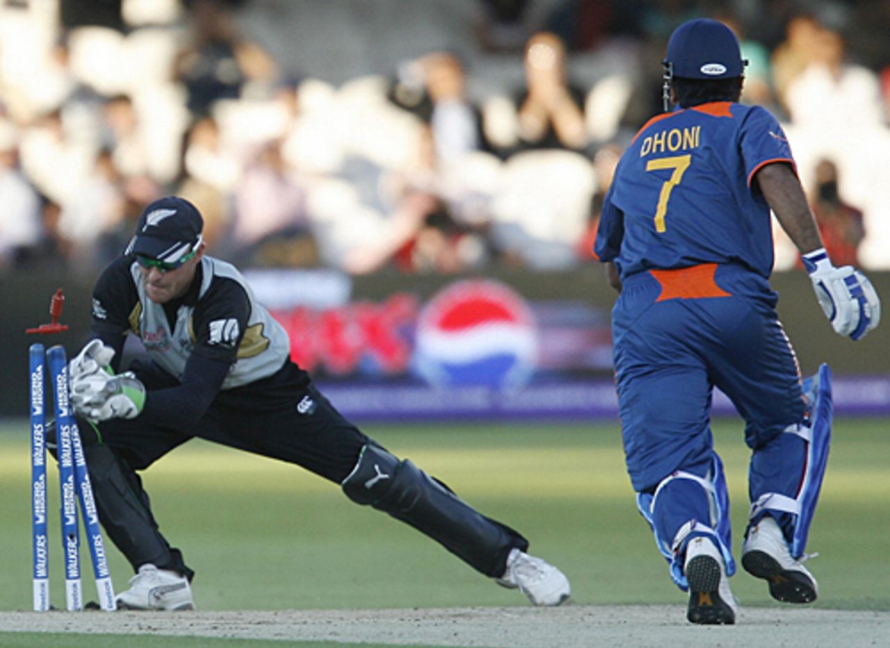 Quick glovework from Brendon McCullum has MS Dhoni short of his crease, India v New Zealand, ICC World Twenty20 warm-up match, Lord's, June 1, 2009