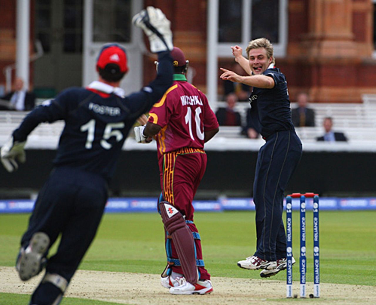 Luke Wright celebrates the wicket of Xavier Marshall, England v West Indies, ICC World Twenty20 warm-up, Lord's, June 3, 2009