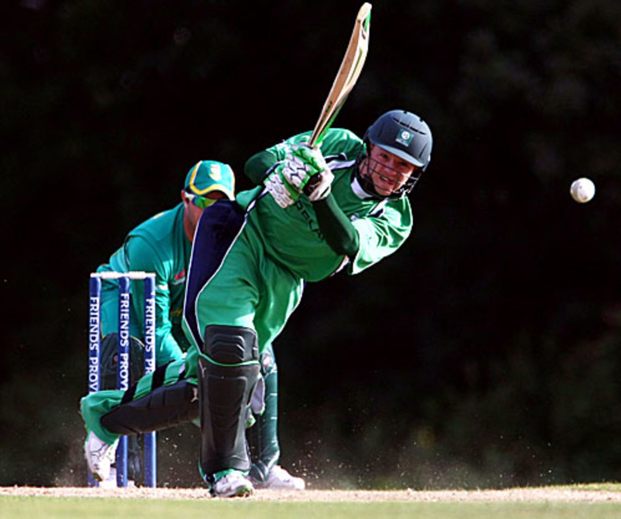 Niall O'Brien drives straight, South Africa v Ireland, ICC World Twenty20 warm-up match, Walker Ground, London, June 4, 2009
