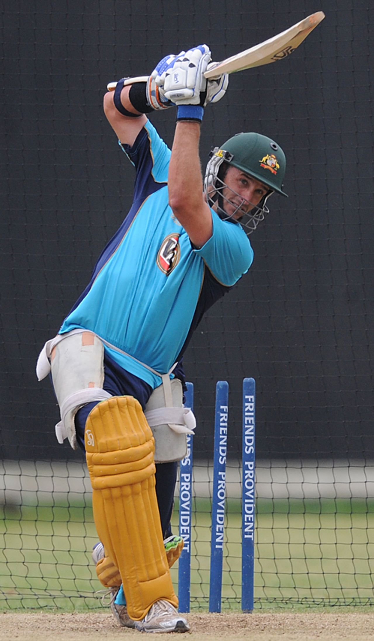 Michael Hussey plays it on the up during Australia's practice session, London, June 5, 2009 