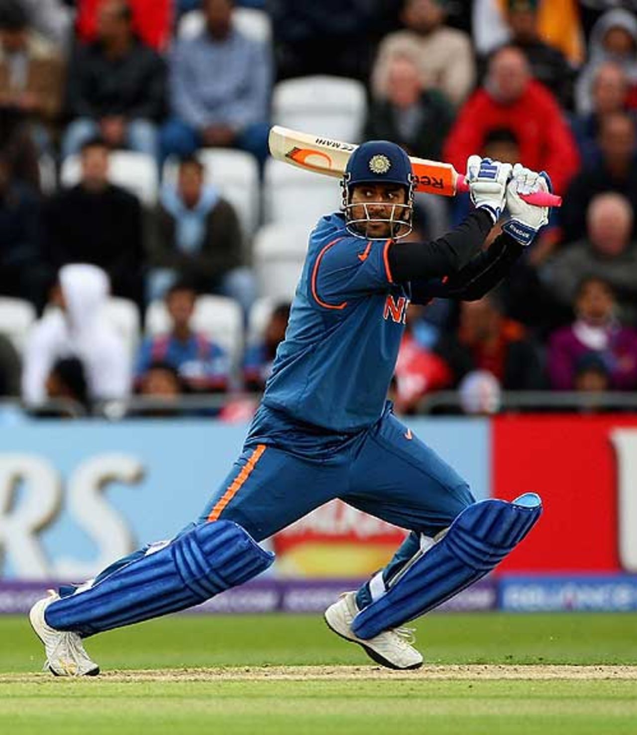 MS Dhoni cuts the ball past backward point, Bangladesh v India, ICC World Twenty20, Trent Bridge, June 6, 2009