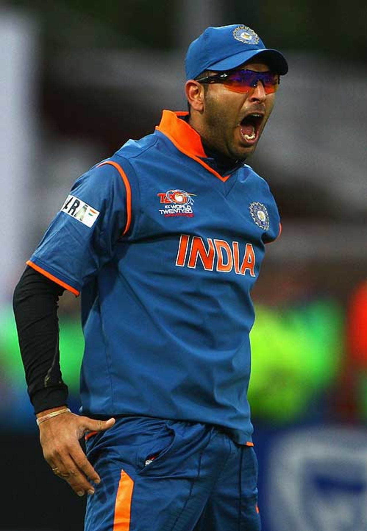 Yuvraj Singh celebrates a sharp catch, Bangladesh v India, ICC World Twenty20, Trent Bridge, June 6, 2009