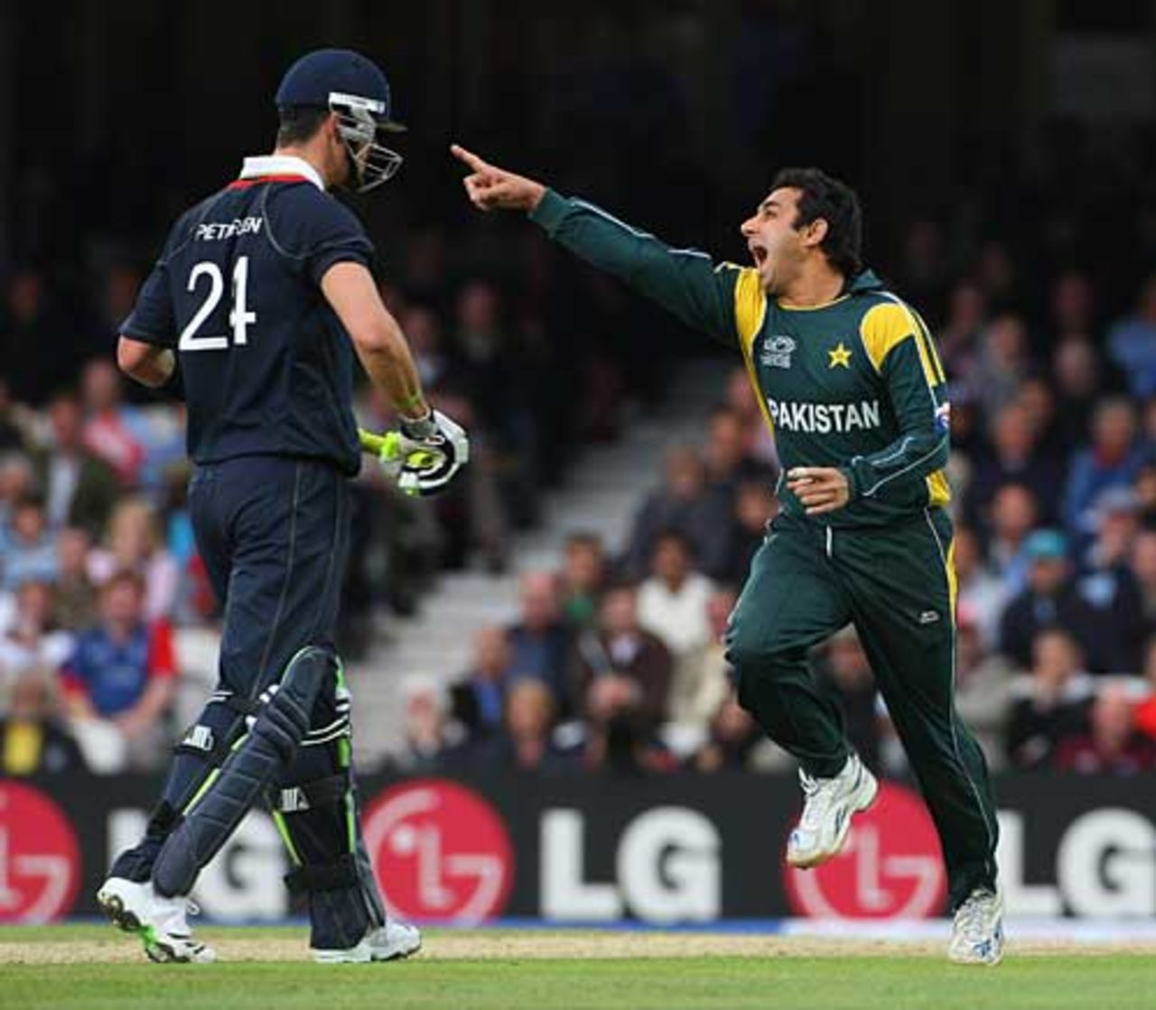 Ajmal Saeed enjoys removing Kevin Pietersen, England v Pakistan, ICC World Twenty20, The Oval, June 7, 2009