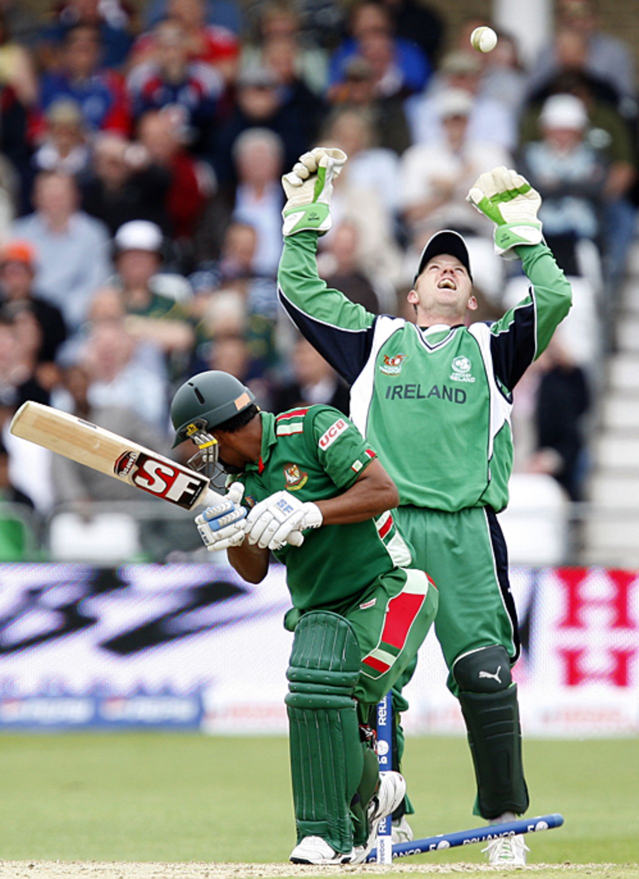 Raqibul Hasan is cleaned up by Kyle McCallan, Bangladesh v Ireland, ICC World Twenty20, Trent Bridge, June 8, 2009