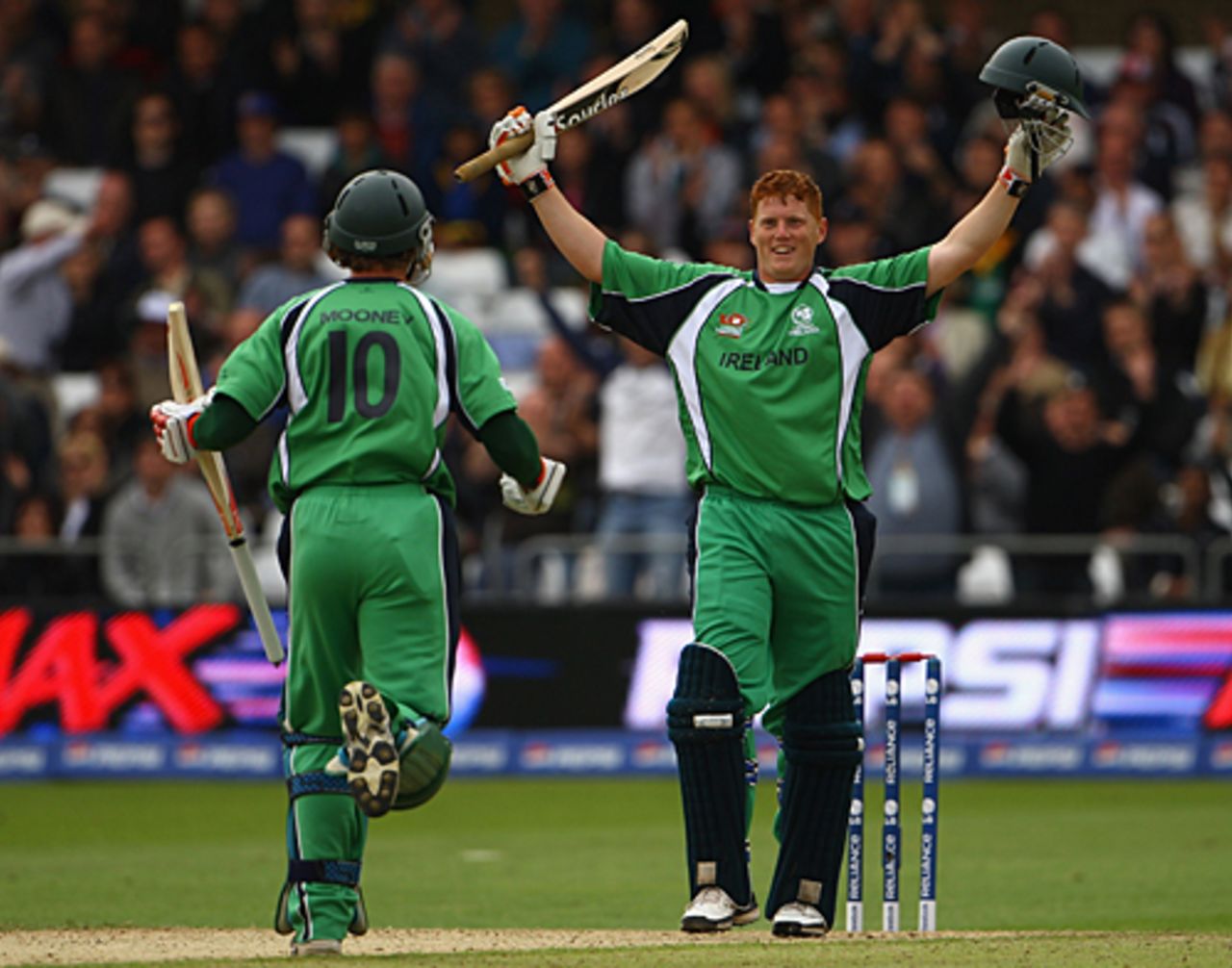 Kevin O'Brien and John Mooney are euphoric after the victory, Bangladesh v Ireland, ICC World Twenty20, Trent Bridge, June 8, 2009